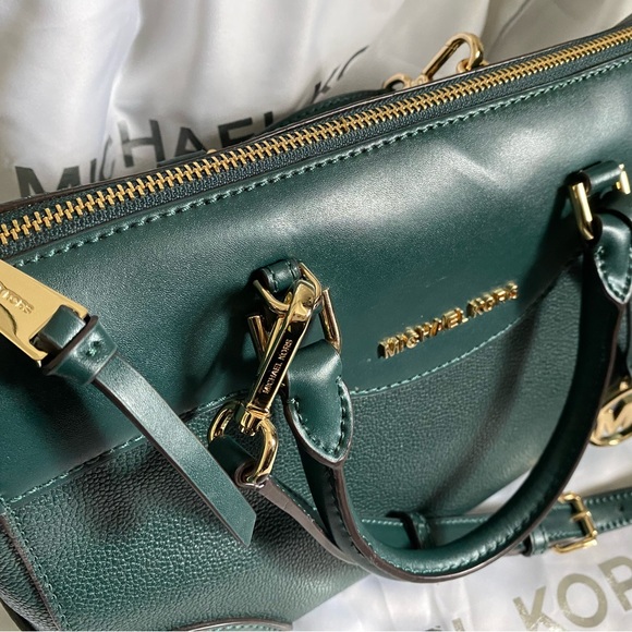 NEW Maya Pebbled Leather Satchel (in rare amazon green) - Picture 10 of 15